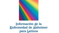 Logo that includes a square diagonal sections with the colors of the rainbow. Text includes Estudio Ideal Informacion de la Enfermedad de Alzheimer para Latinos Columbia University Irving Medical Center.