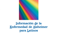 Logo that includes a square diagonal sections with the colors of the rainbow. Text includes Estudio Ideal Informacion de la Enfermedad de Alzheimer para Latinos Columbia University Irving Medical Center.